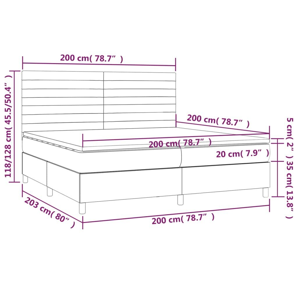 vidaXL Joustinpatjasänky, tummanharmaa, 200x200 cm hinta ja tiedot | Sängyt | hobbyhall.fi