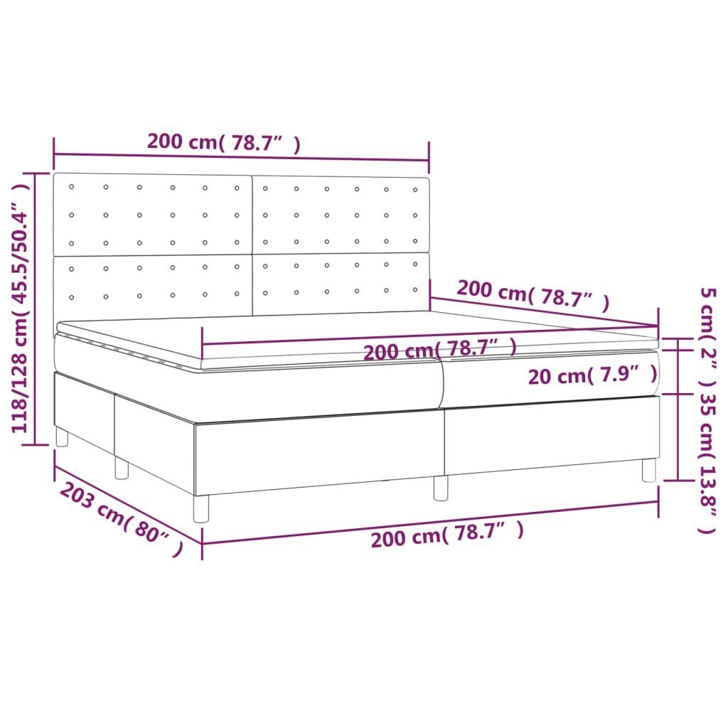 vidaXL Sänky jousilla ja patjalla, taupe, 200x200 cm, kangas hinta ja tiedot | Sängyt | hobbyhall.fi