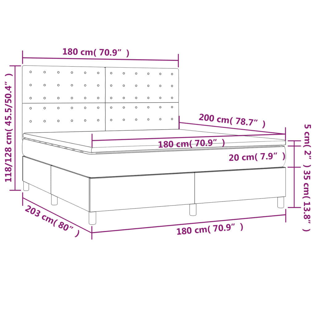 vidaXL Box jousisänky patjalla, pinkki, 180x200 cm, sametti hinta ja tiedot | Sängyt | hobbyhall.fi