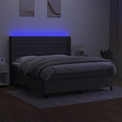 vidaXL Sänky jousilla/patja/LED, harmaa, 180x200 cm, kangas hinta ja tiedot | Sängyt | hobbyhall.fi