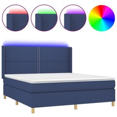 vidaXL Sänky jousilla/patjalla/LED, sininen, 180x200 cm, kangas hinta ja tiedot | Sängyt | hobbyhall.fi