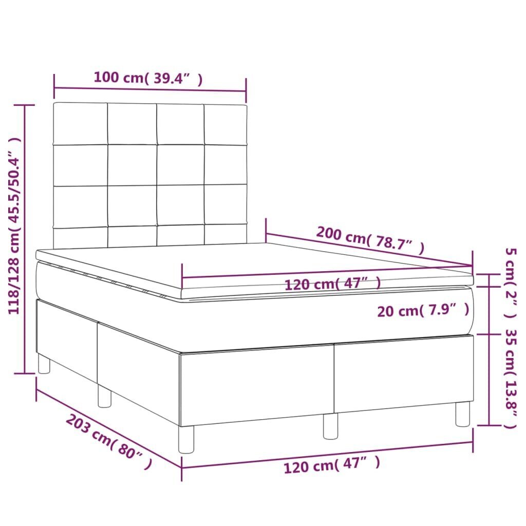 Sänky vidaXL, 120x200 cm, pinkki hinta ja tiedot | Sängyt | hobbyhall.fi