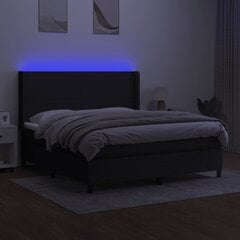 vidaXL Sänky jousilla/patjalla/LED, musta, 160x200 cm, kangas hinta ja tiedot | Sängyt | hobbyhall.fi