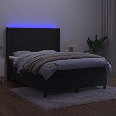 vidaXL Sänky jousilla/patja/LED, musta, 140x200cm, sametti hinta ja tiedot | Sängyt | hobbyhall.fi