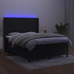 vidaXL Sänky jousilla/patjalla/LED, musta, 140x190cm, sametti hinta ja tiedot | Sängyt | hobbyhall.fi