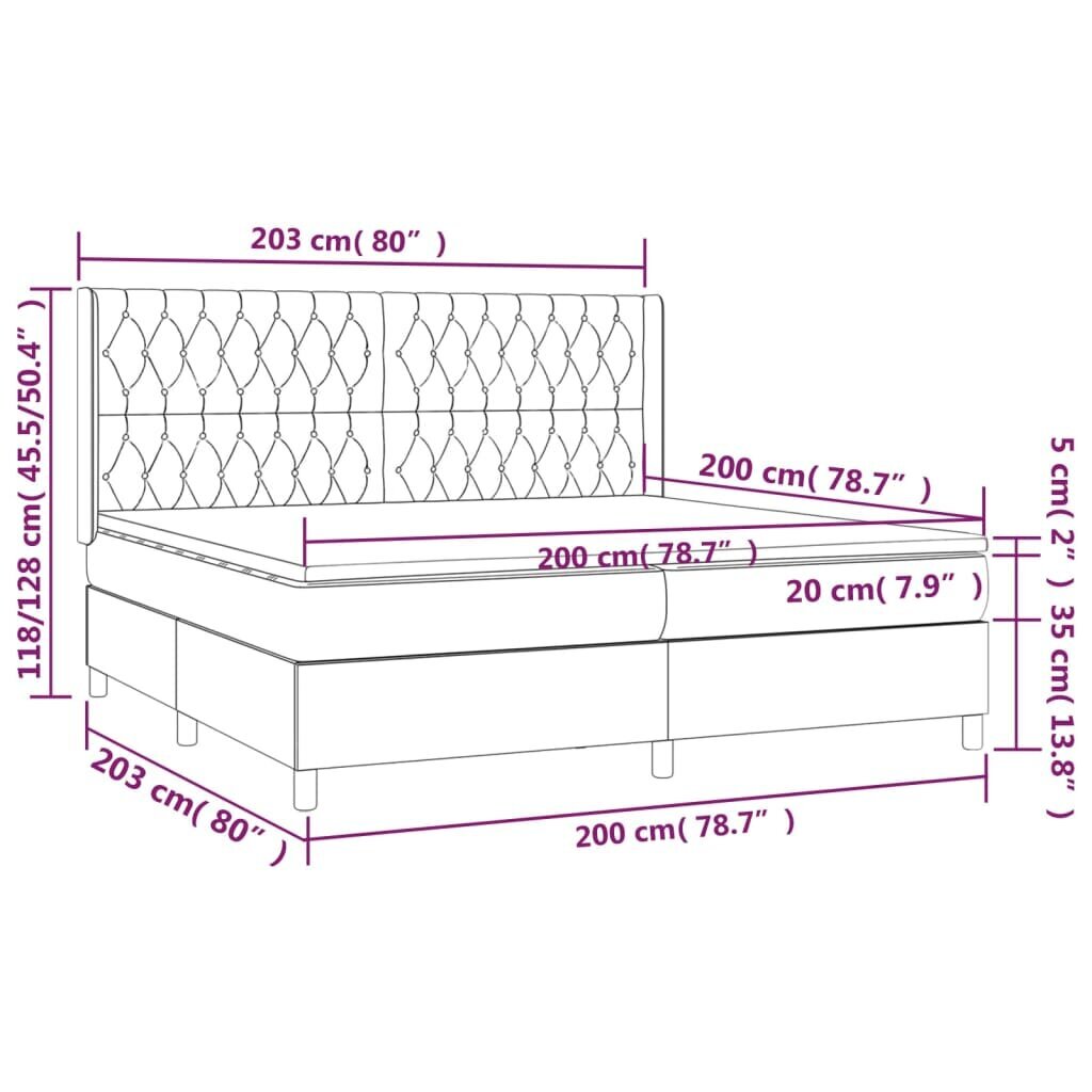 vidaXL Sänky jousilla/patjalla/LED, pinkki, 200x200cm, sametti hinta ja tiedot | Sängyt | hobbyhall.fi