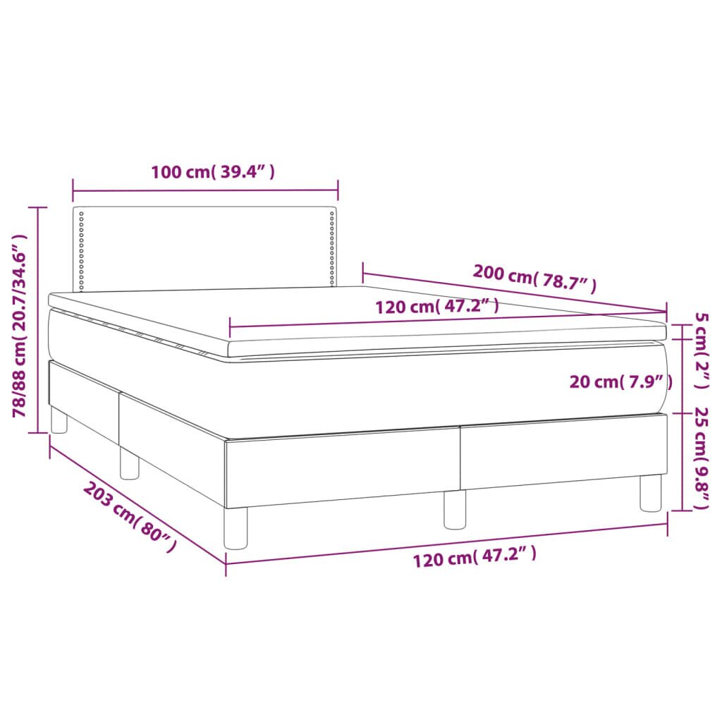 vidaXL Sänky jousilla/patjalla/LED, valkoinen 120x200cm tekonahka hinta ja tiedot | Sängyt | hobbyhall.fi