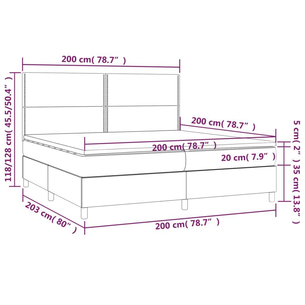 vidaXL Sänky jousilla/patjalla/LED, cappuccino, 200x200cm keinotekoinen hinta ja tiedot | Sängyt | hobbyhall.fi