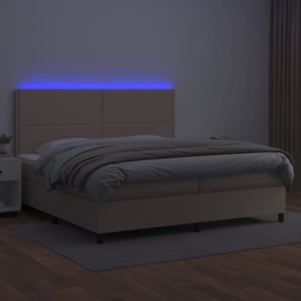 vidaXL Sänky jousilla/patjalla/LED, cappuccino, 200x200cm keinotekoinen hinta ja tiedot | Sängyt | hobbyhall.fi