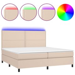 vidaXL Sänky jousilla/patjalla/LED, cappuccino, 200x200cm keinotekoinen hinta ja tiedot | Sängyt | hobbyhall.fi