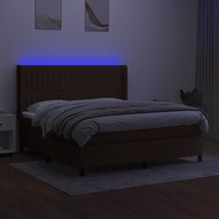 vidaXL Sänky jousilla/patjalla/LED, ruskea, 180x200 cm, kangas hinta ja tiedot | Sängyt | hobbyhall.fi