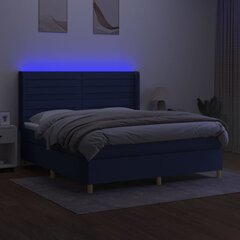 Sänky jousilla/patja/LED vidaXL, Kangas, 160x200 cm, sininen hinta ja tiedot | Sängyt | hobbyhall.fi