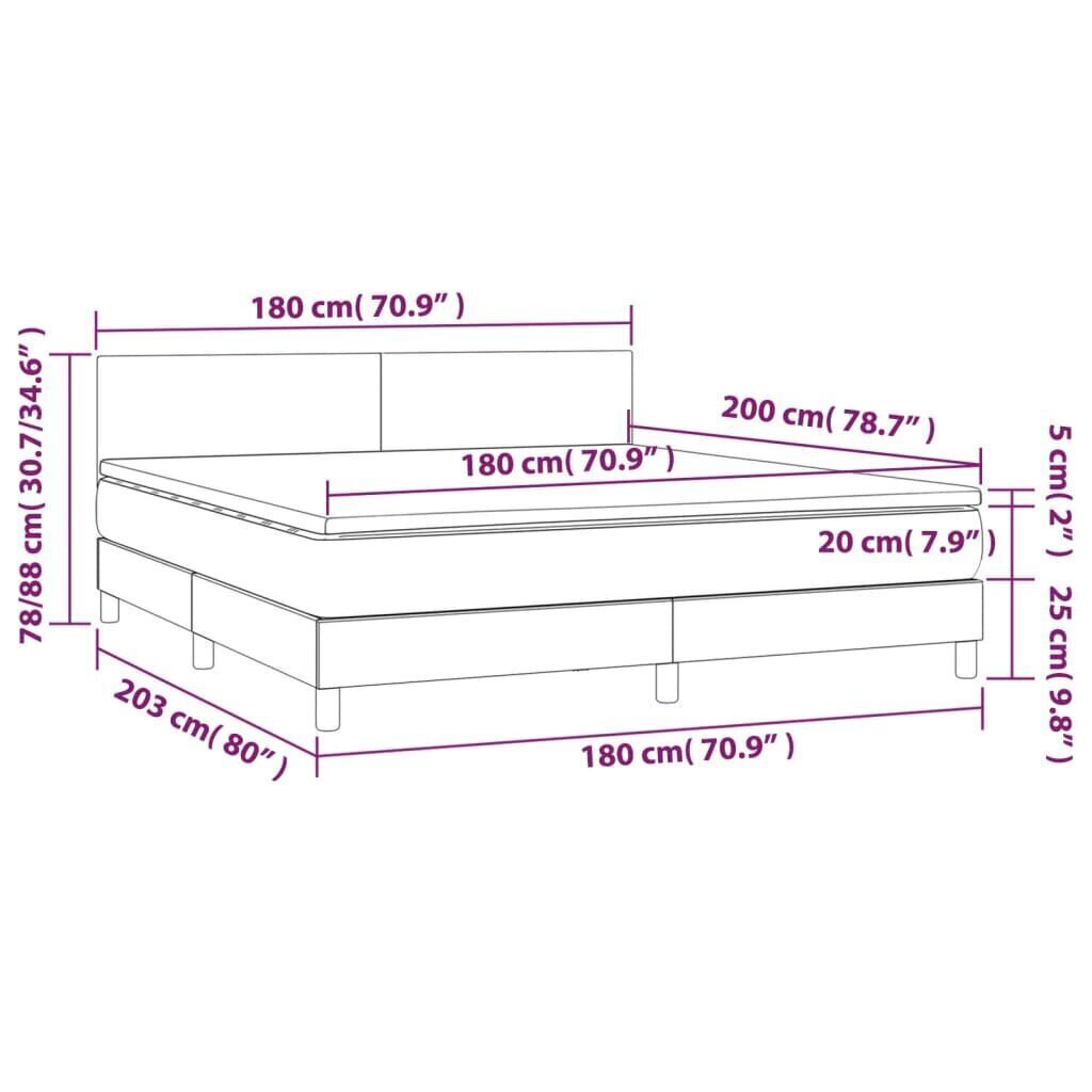 Sänky vidaXL 180x200cm, valkoinen hinta ja tiedot | Sängyt | hobbyhall.fi