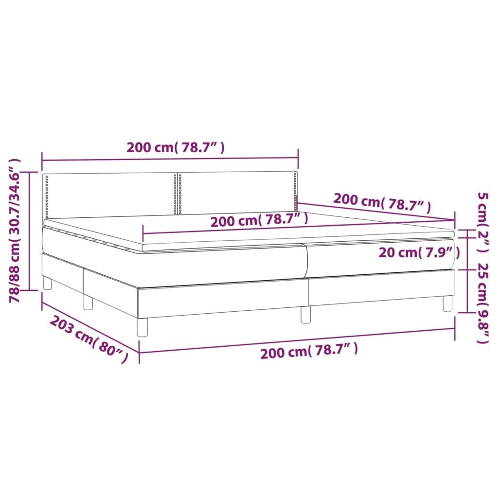 vidaXL Sänky jousilla ja patjalla, musta, 200x200cm tekonahkaa hinta ja tiedot | Sängyt | hobbyhall.fi