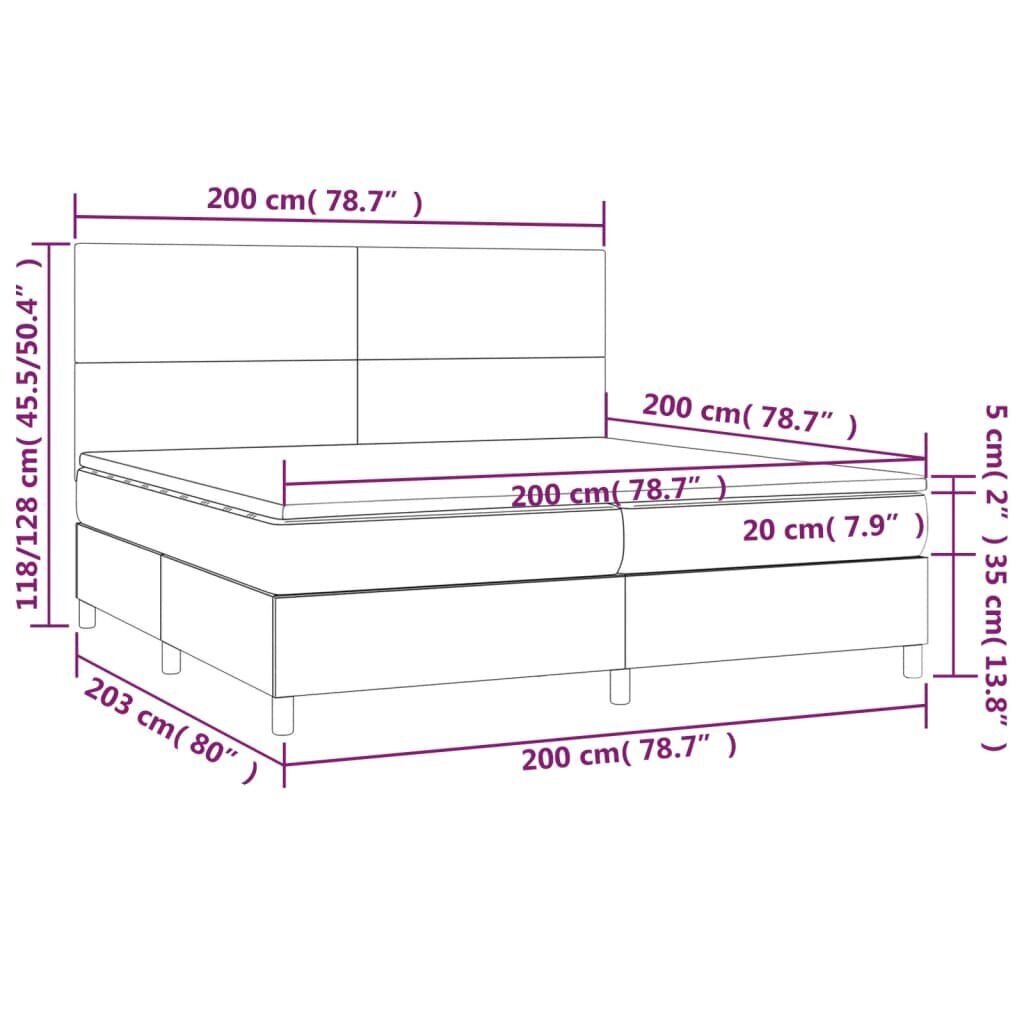 vidaXL Sänky jousilla ja patjalla, musta, 200x200cm tekonahkaa hinta ja tiedot | Sängyt | hobbyhall.fi