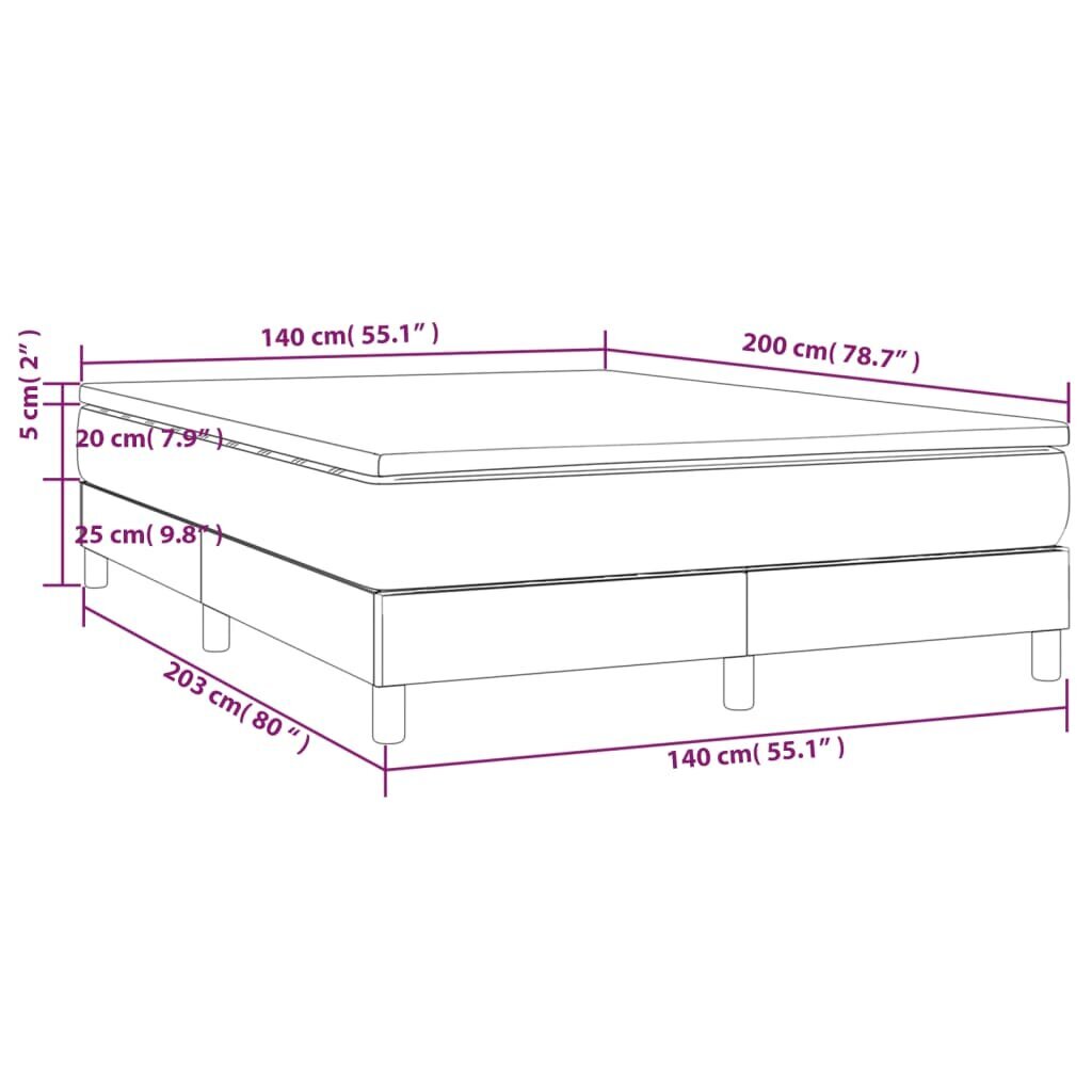 vidaXL Sänky jousilla ja patjalla, taupe, 140x200 cm, kangas hinta ja tiedot | Sängyt | hobbyhall.fi