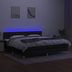 vidaXL Sänky jousilla/patjalla/LED, musta, 200x200 cm, kangas hinta ja tiedot | Sängyt | hobbyhall.fi