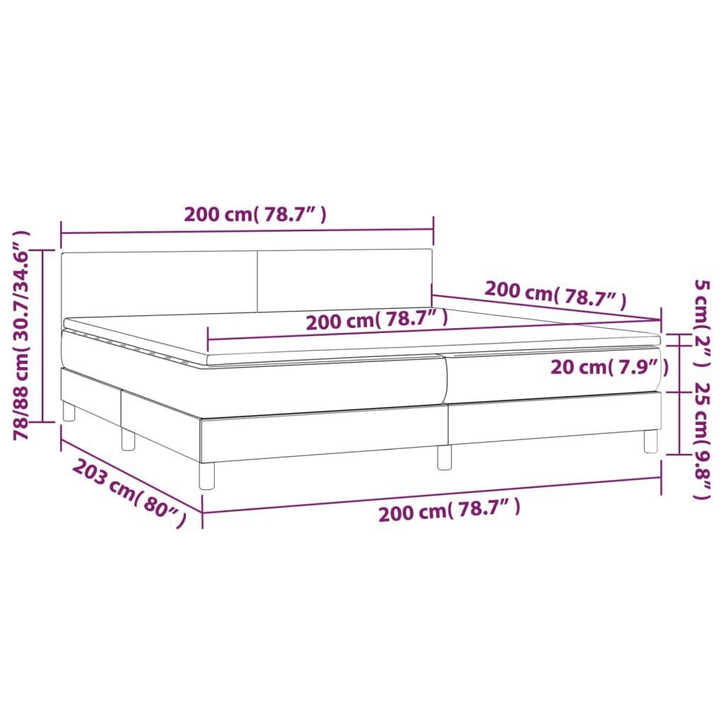 vidaXL Sänky jousilla/patjalla/LED, musta 200x200cm tekonahka hinta ja tiedot | Sängyt | hobbyhall.fi