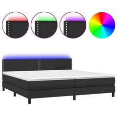 vidaXL Sänky jousilla/patjalla/LED, musta 200x200cm tekonahka hinta ja tiedot | Sängyt | hobbyhall.fi