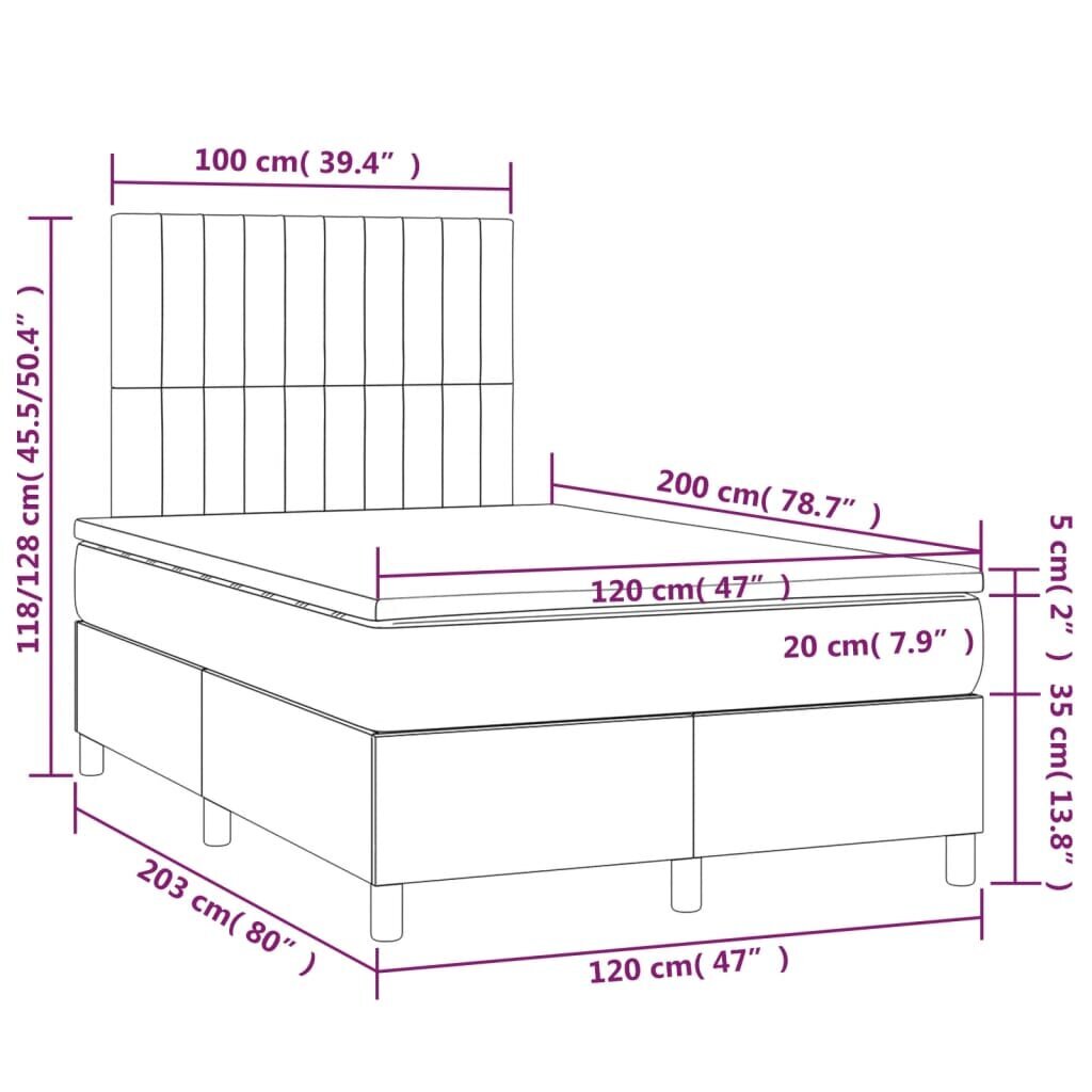 vidaXL Sänky jousilla/patja/LED, kerma, 120x200cm, kangas hinta ja tiedot | Sängyt | hobbyhall.fi