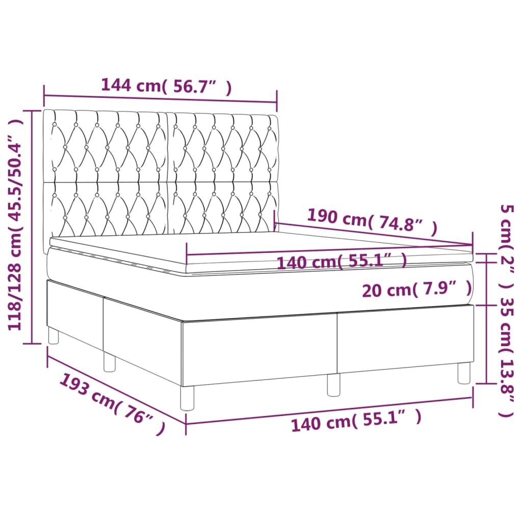 Sänky vidaXL, sininen, 140x190cm hinta ja tiedot | Sängyt | hobbyhall.fi