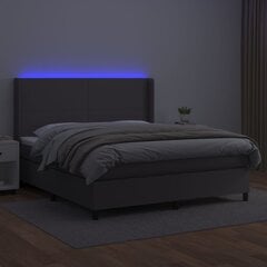 vidaXL Sänky jousilla/patjalla/LED, harmaa 180x200cm tekonahka hinta ja tiedot | Sängyt | hobbyhall.fi