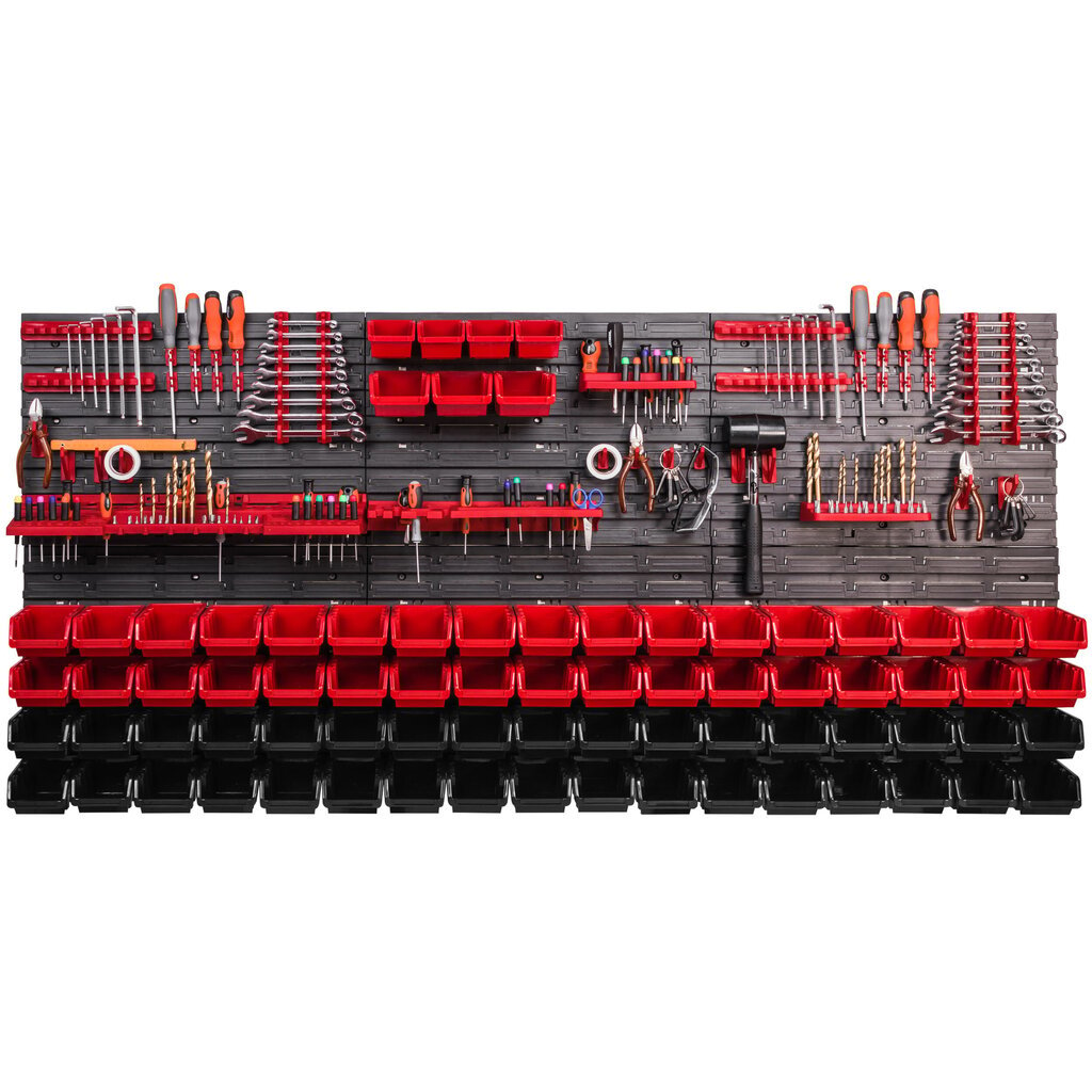173 x 78 cm pinottava laatikko seinähylly työpajahylly avoin etuvarastolaatikko laatikko kouru työkalun pidike koukku (75 laatikkoa musta/punainen) hinta ja tiedot | Työkalupakit ja muu työkalujen säilytys | hobbyhall.fi
