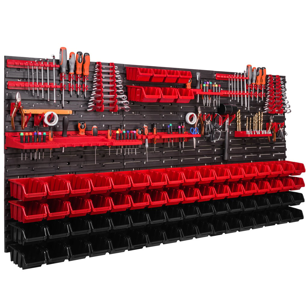 173 x 78 cm pinottava laatikko seinähylly työpajahylly avoin etuvarastolaatikko laatikko kouru työkalun pidike koukku (75 laatikkoa musta/punainen) hinta ja tiedot | Työkalupakit ja muu työkalujen säilytys | hobbyhall.fi