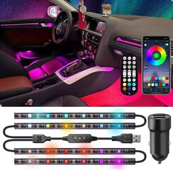 Automaattinen LED -sisustusvalaistus DC5V USB -yhteys Autoladger Lichtbag 5050Led Light Lighting Auto App Control -kaukosäädintä ympäröivän valaistuksen autossa hinta ja tiedot | LED-valonauhat | hobbyhall.fi