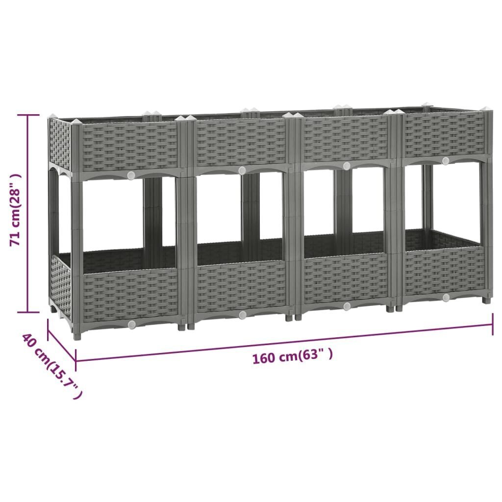 Korkea pinnasänky vidaXL, 160x40x71 cm hinta ja tiedot | Kukkalaatikot | hobbyhall.fi