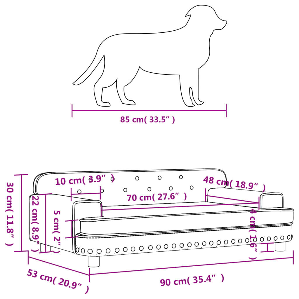 Keinonahkainen sänky koirille VidaXL, 90x53x30 cm hinta ja tiedot | Pedit ja pesät | hobbyhall.fi