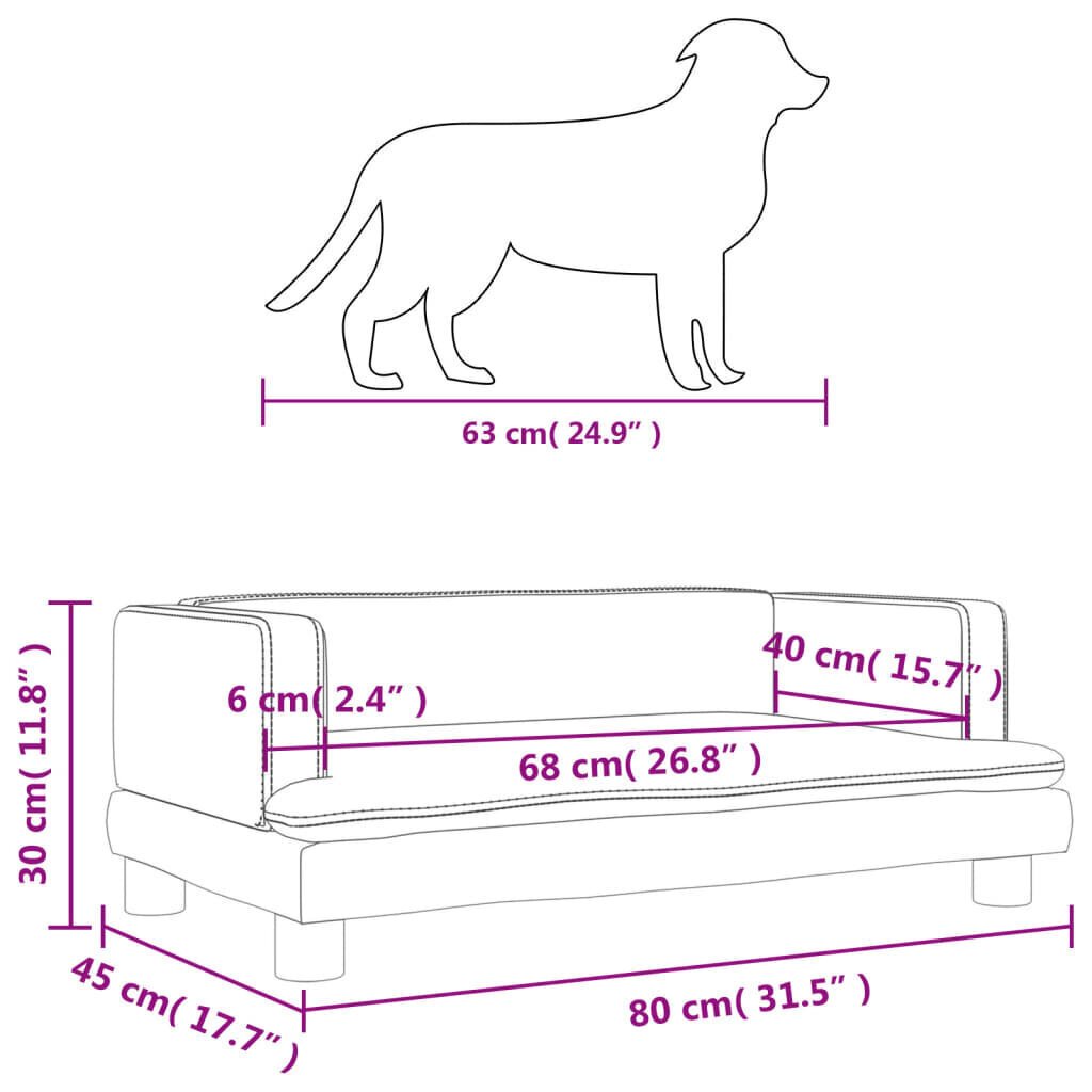 Samettisänky koirille VidaXL, 80x45x30 cm, musta hinta ja tiedot | Pedit ja pesät | hobbyhall.fi