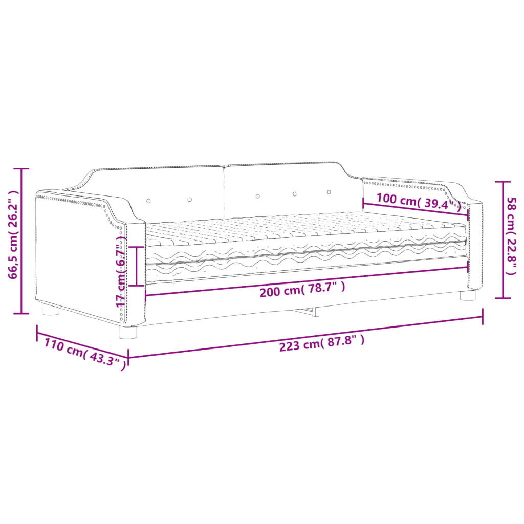 Sänky patjalla vidaXL, 100x200 cm, musta hinta ja tiedot | Sängyt | hobbyhall.fi