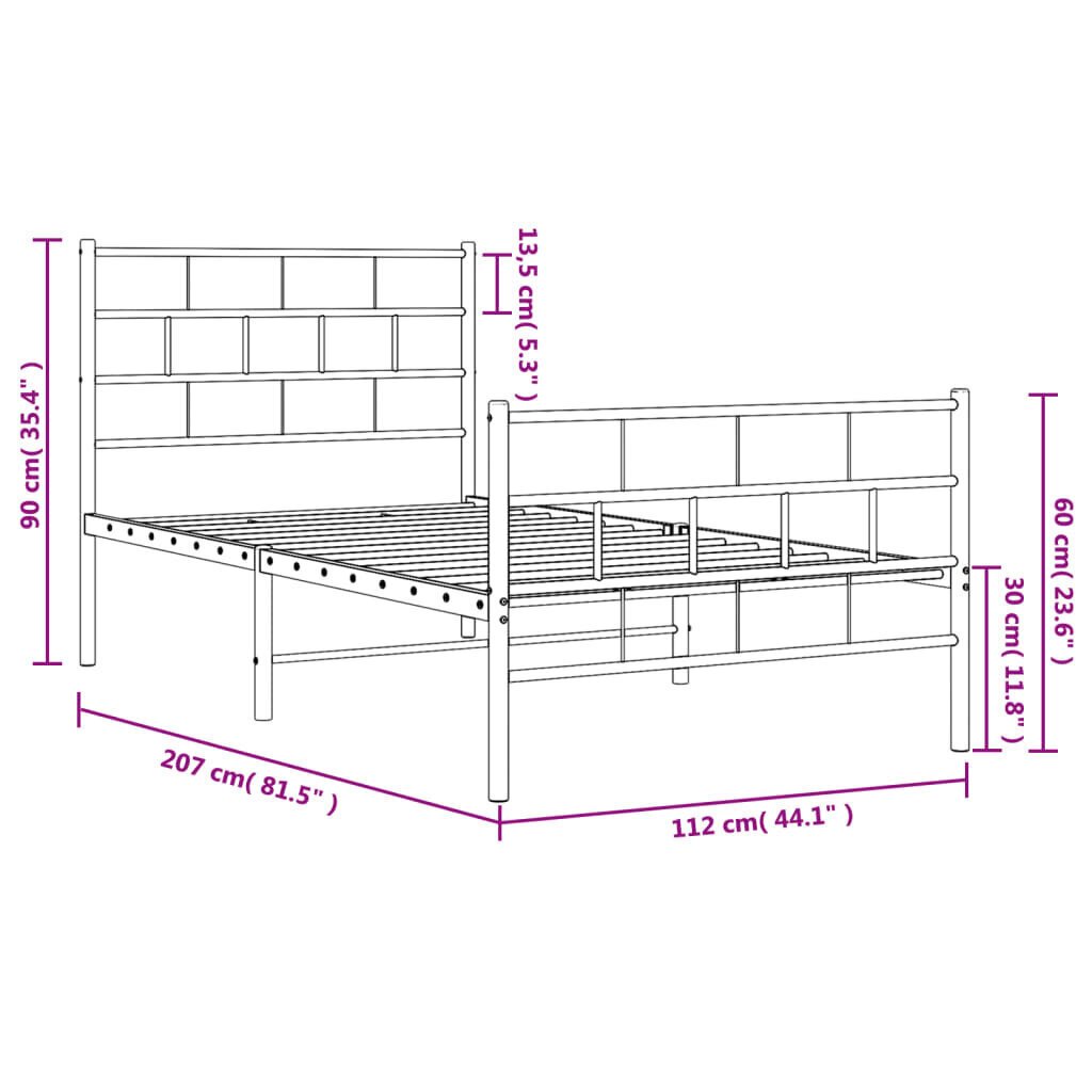 Sänky vidaXL, 100x200 cm, musta hinta ja tiedot | Sängyt | hobbyhall.fi