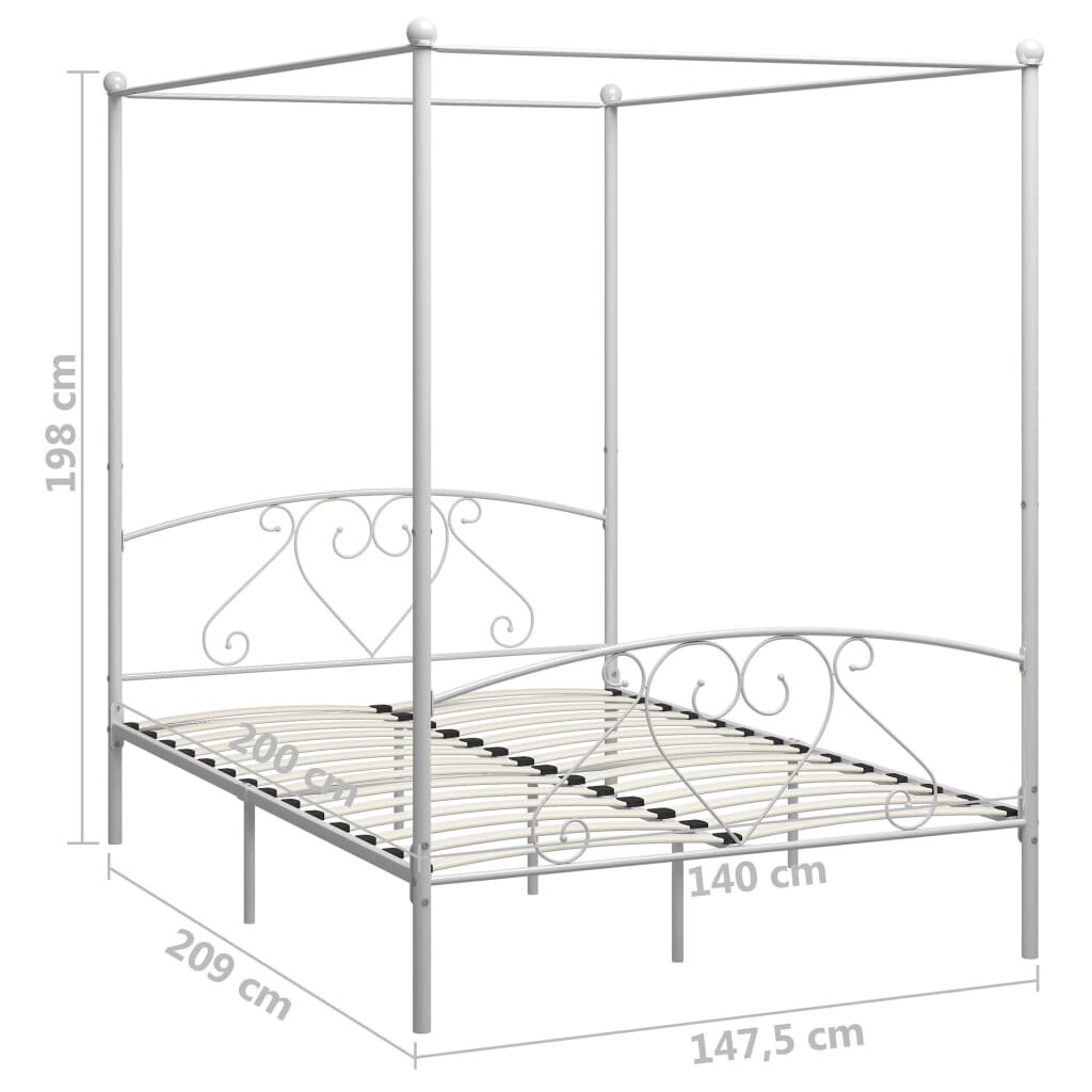 Sänky katos, 140x200cm, metalli, valkoinen hinta ja tiedot | Sängyt | hobbyhall.fi