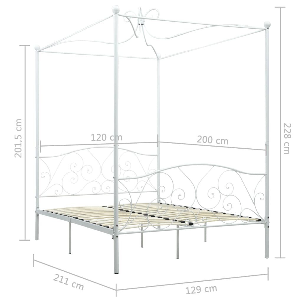 Sänky katos, 120x200cm, valkoinen hinta ja tiedot | Sängyt | hobbyhall.fi