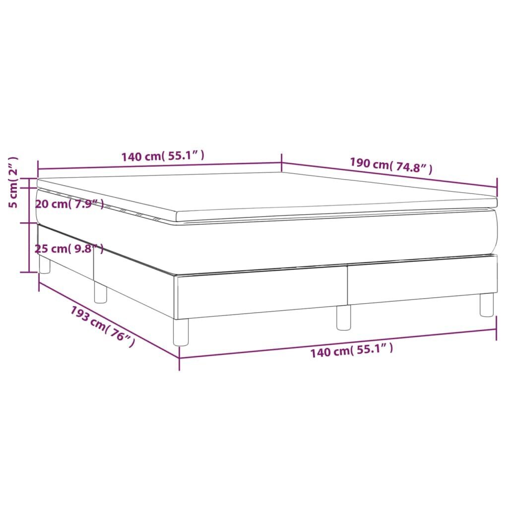 Sänky jousilla ja patjalla, ruskea, 140x190cm hinta ja tiedot | Sängyt | hobbyhall.fi