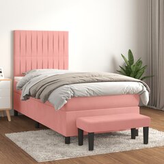 Sänky jousilla ja patjalla, vaaleanpunainen, 90x200 cm hinta ja tiedot | Sängyt | hobbyhall.fi