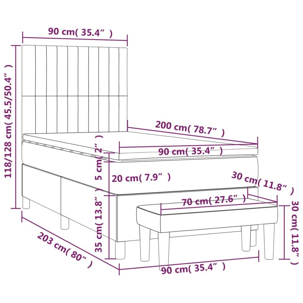 Sänky jousilla ja patjalla, vaaleanpunainen, 90x200 cm hinta ja tiedot | Sängyt | hobbyhall.fi