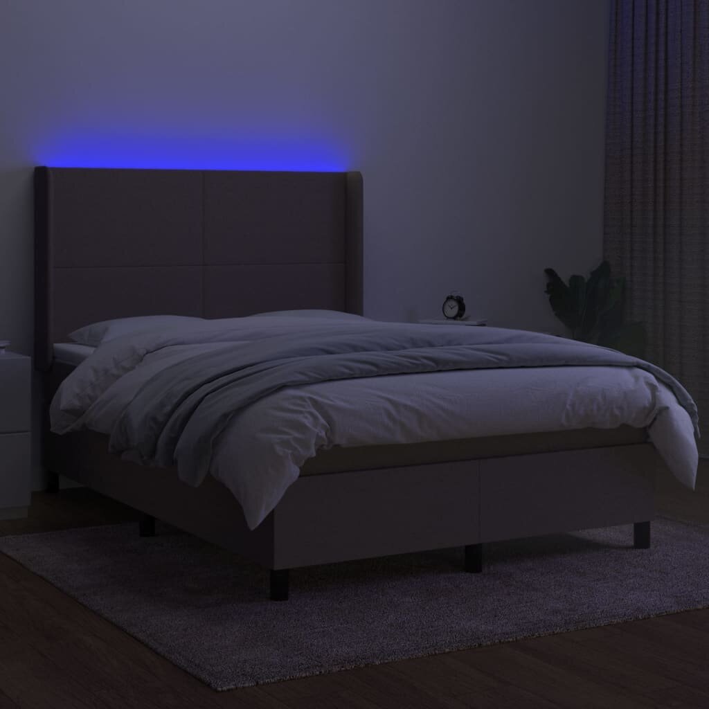 Sänky jousilla/patjalla/LED, taupe, 140x190 cm hinta ja tiedot | Sängyt | hobbyhall.fi