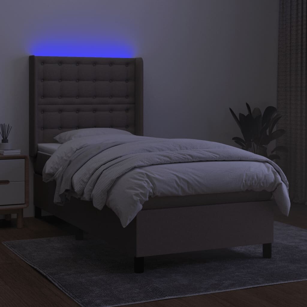 Sänky jousilla/patjalla/LED, taupe, 90x200 cm hinta ja tiedot | Sängyt | hobbyhall.fi