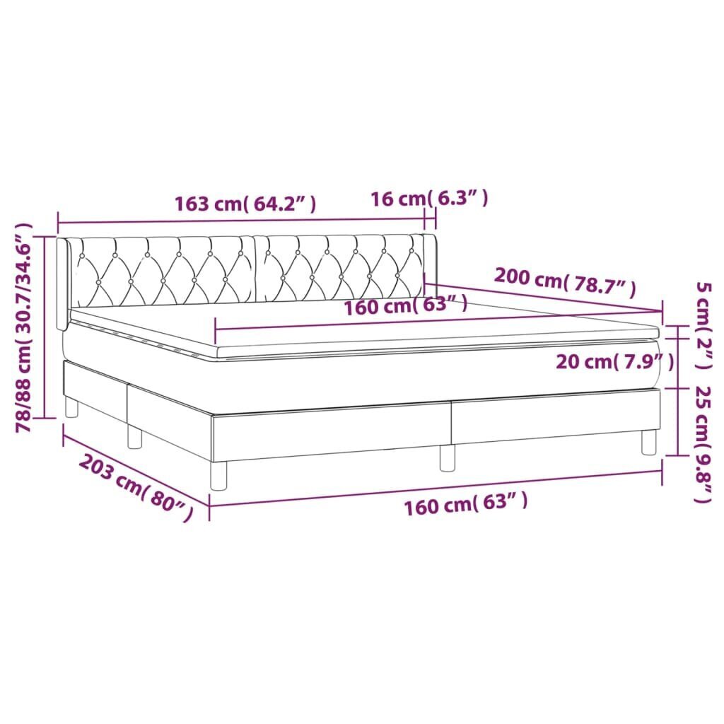 Sänky 160x200 cm, musta hinta ja tiedot | Sängyt | hobbyhall.fi