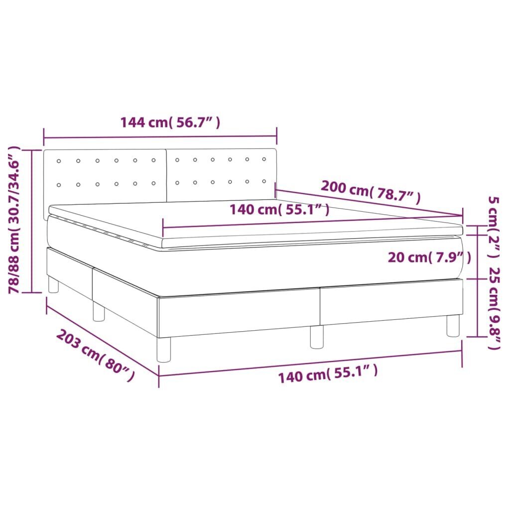 Sänky jousilla ja patjalla, ruskea, 140x200 cm hinta ja tiedot | Sängyt | hobbyhall.fi