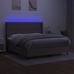 Sänky jousilla/patjalla/LED, taupe, 160x200 cm hinta ja tiedot | Sängyt | hobbyhall.fi