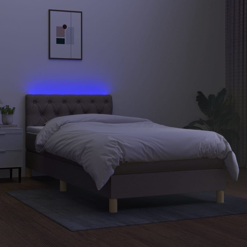 Sänky jousilla/patjalla/LED, taupe, 80x200cm hinta ja tiedot | Sängyt | hobbyhall.fi