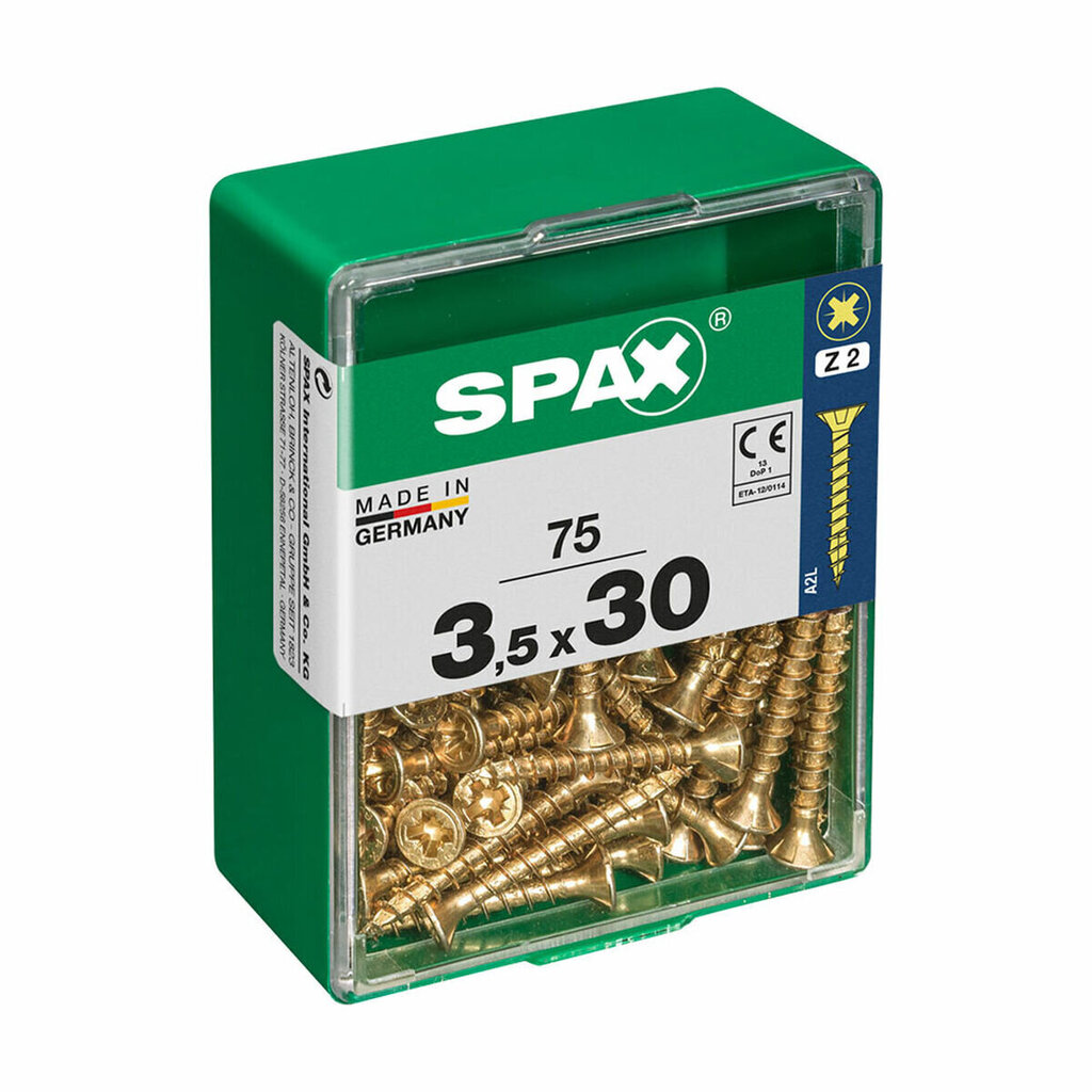 Puuruuvit Spax Yellox 3,5 x 30 mm, 75 kpl. hinta ja tiedot | Käsityökalut | hobbyhall.fi