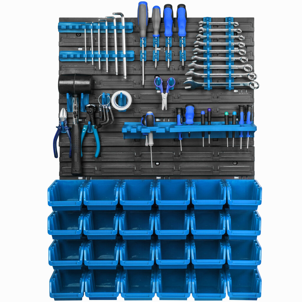 Säilytysjärjestelmän seinähylly 58x78cm, työkalutelineet, 20 kpl. työpajan seinähyllyt hinta ja tiedot | Työkalupakit ja muu työkalujen säilytys | hobbyhall.fi