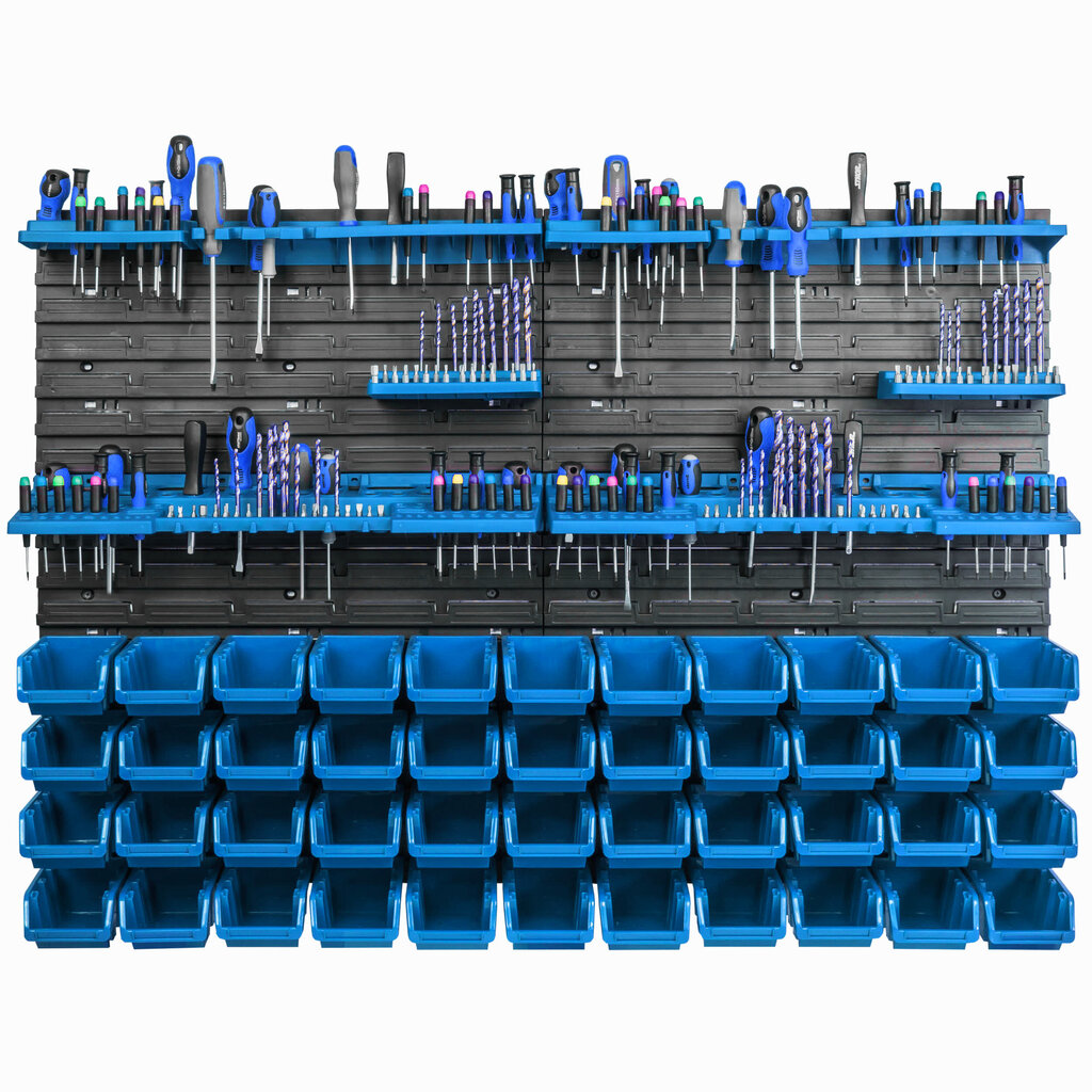 Säilytysjärjestelmän seinähylly 115x78cm, työkalutelineet, 51 kpl. Latauslaatikon hylly Laajennettavissa hinta ja tiedot | Työkalupakit ja muu työkalujen säilytys | hobbyhall.fi