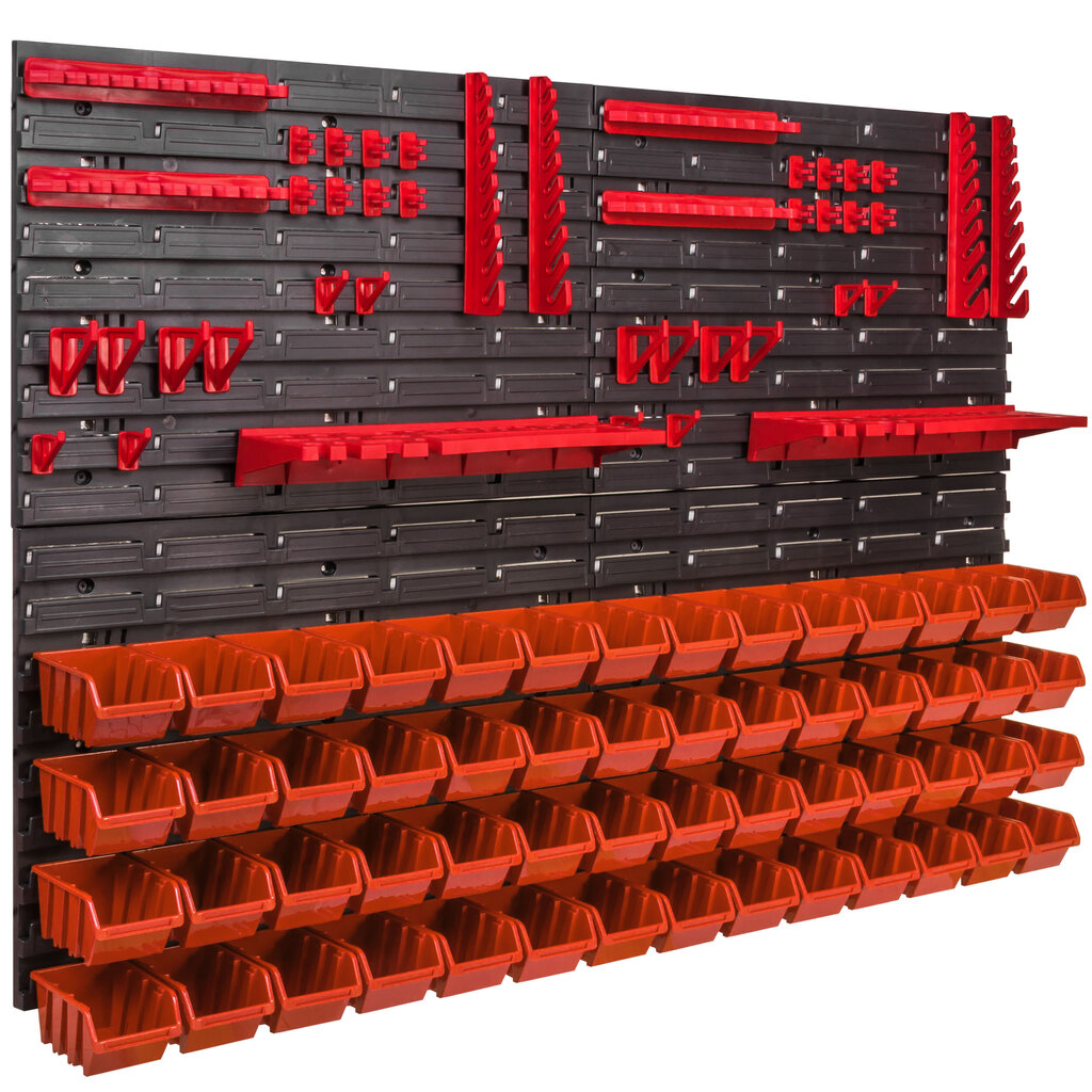 Säilytysjärjestelmän seinähylly 1152 x 780 mm pinoavilla laatikoilla 56 laatikkoa oranssi hinta ja tiedot | Työkalupakit ja muu työkalujen säilytys | hobbyhall.fi