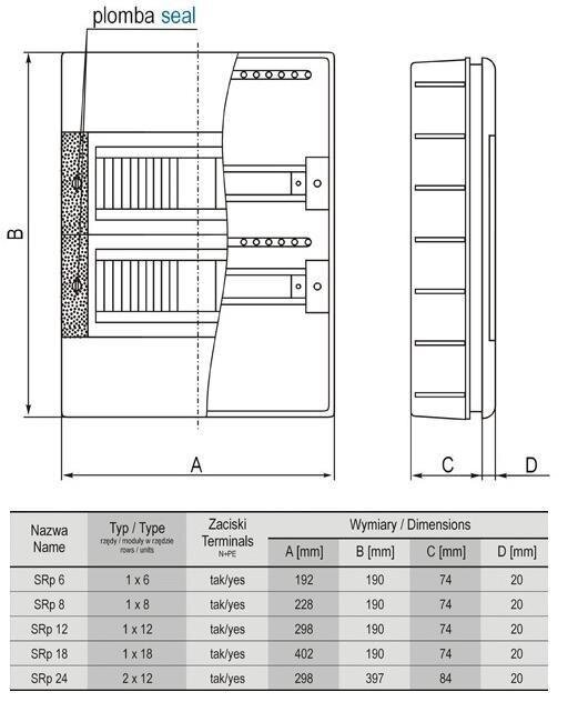 SRp-12 uppoasennettava kytkintaulu, N+PE 1x12 hinta ja tiedot | Kytkimet ja pistorasiat | hobbyhall.fi